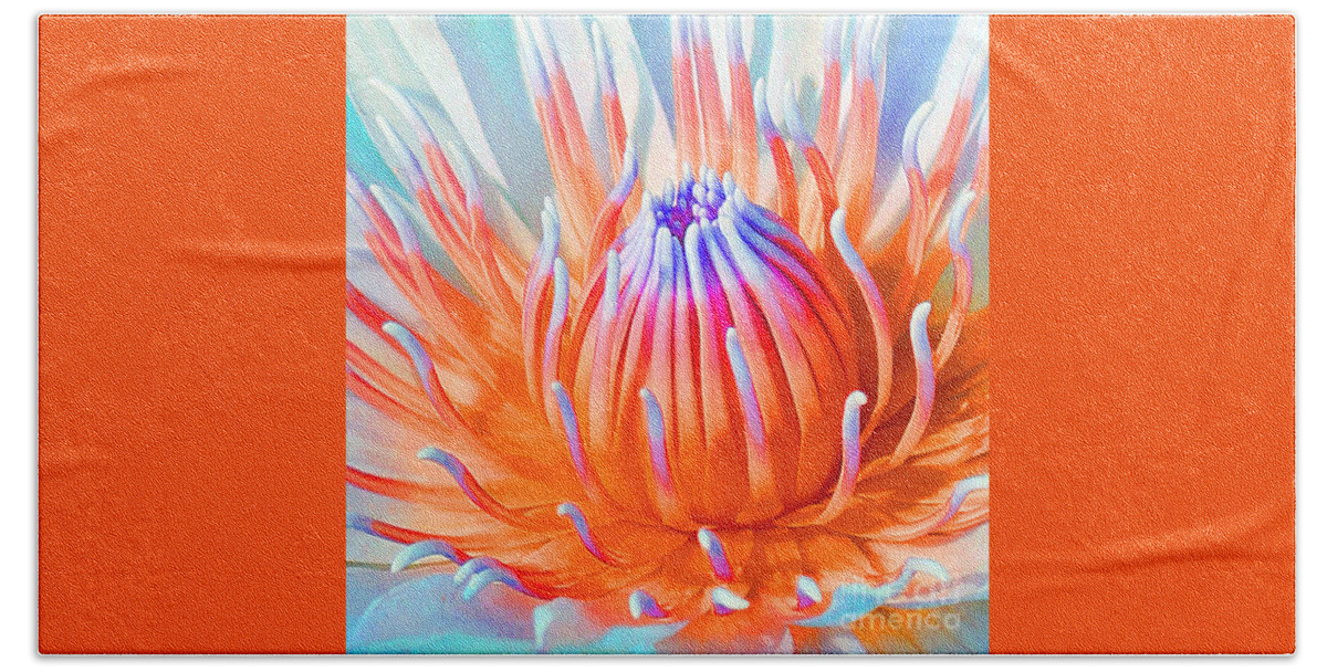 Blue Orange Lily Beach Towel featuring the photograph Blue Orange Lily by Jennifer Robin
