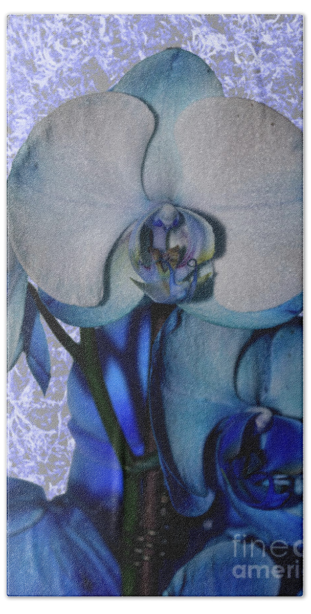 Orchid Beach Towel featuring the photograph Blue Orchid 3 Texture by Steve Purnell