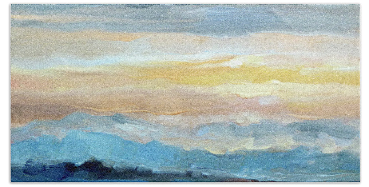 Sunset Beach Towel featuring the painting Blue Ridge Mountain Sunset 1.0 by Catherine Twomey