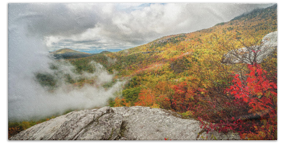 Landscape Beach Towel featuring the photograph Blue Ridge Mountains NC Autumn Mystery by Robert Stephens