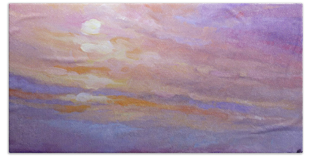 Sunset Beach Sheet featuring the painting Blue Ridge Mountains Sunset 1.2 by Catherine Twomey