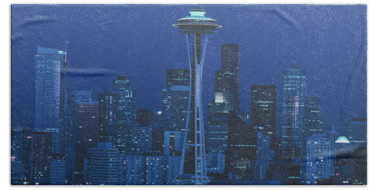 Seattle Beach Towel featuring the photograph Blue Seattle by Mountain Dreams