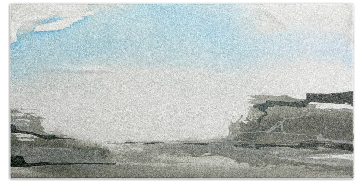 Original Watercolors Beach Towel featuring the painting Blue Skies II by Chris Paschke