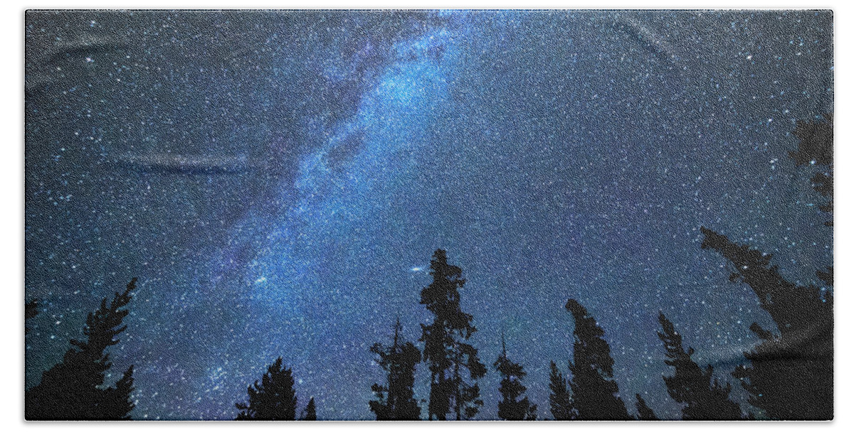 Milky Way Beach Towel featuring the photograph Blue Starry Night by James BO Insogna