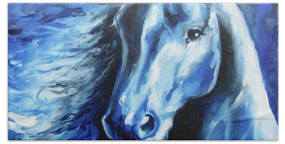 Horse Beach Towel featuring the painting Blue Thunder by Marcia Baldwin