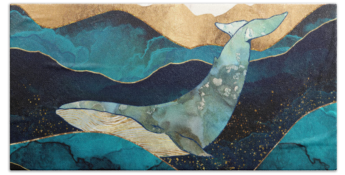 Digital Beach Towel featuring the digital art Blue Whale by Spacefrog Designs
