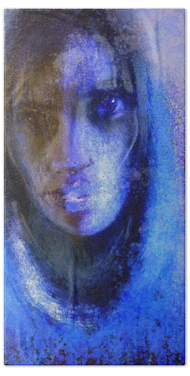 Portrait Beach Towel featuring the digital art Blue Hoodie by Jim Vance