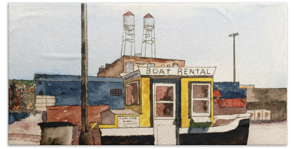 Park Beach Sheet featuring the painting Boat Rental near Duluth Canal Park by R Kyllo