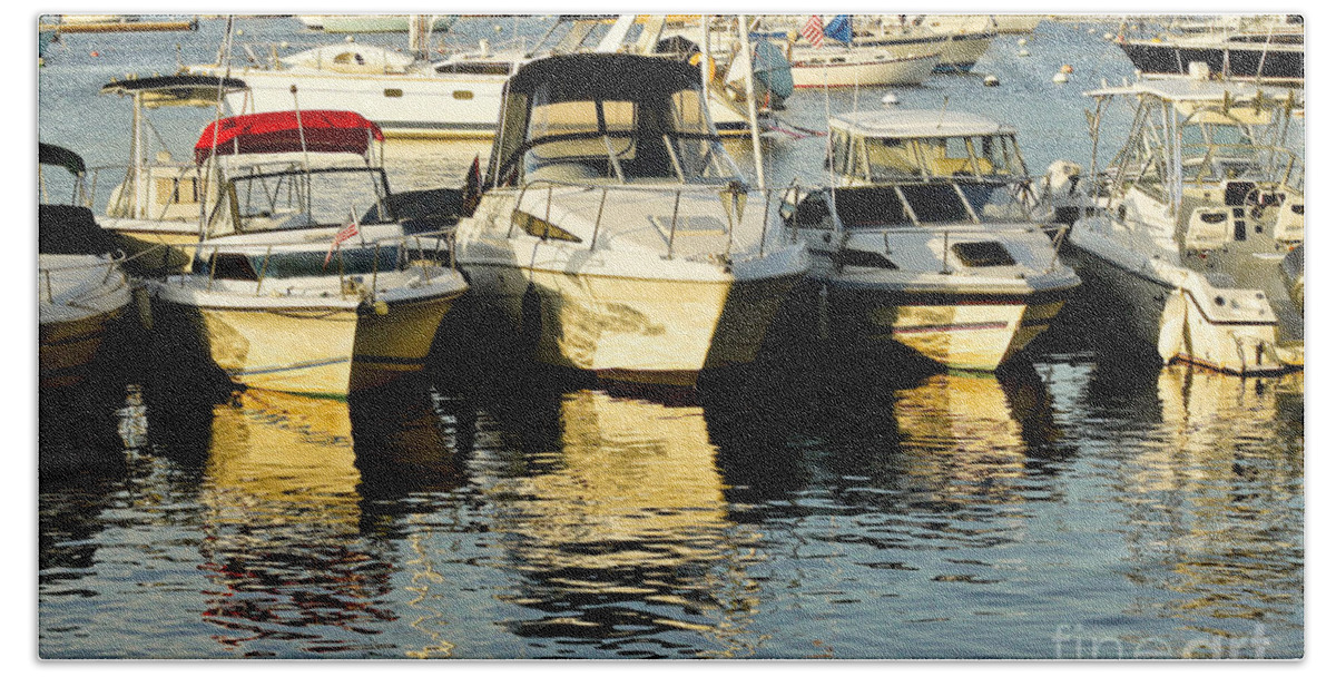 Boats Beach Towel featuring the photograph Boats Reflected by Carol F Austin
