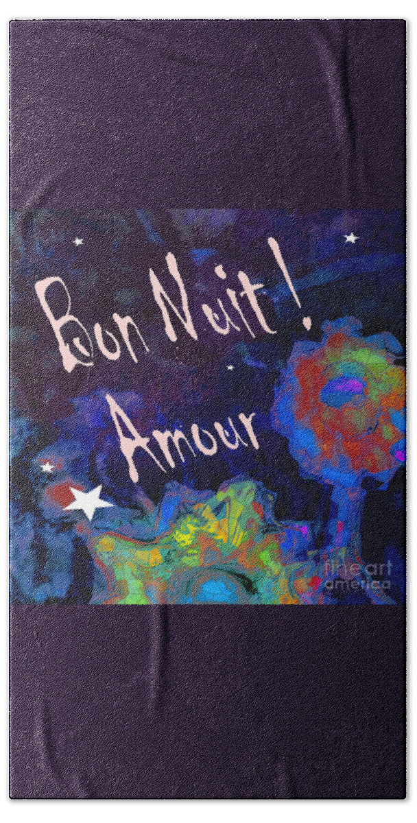 Square Beach Towel featuring the mixed media Bon Nuit Amour by Zsanan Studio