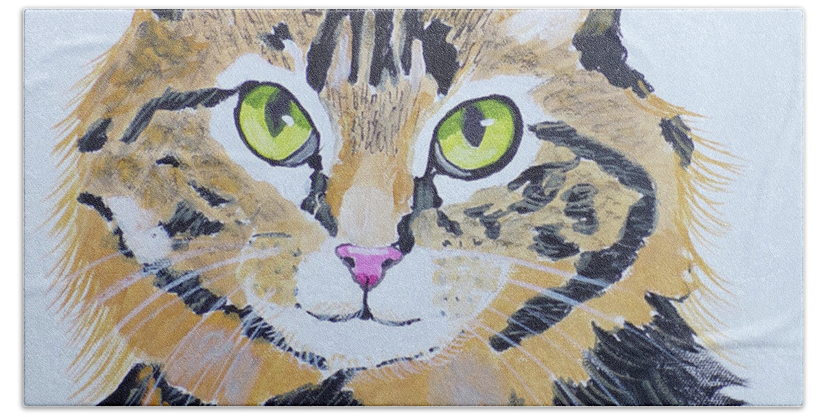 Pets Beach Towel featuring the painting Boo Kitty by Kathie Camara
