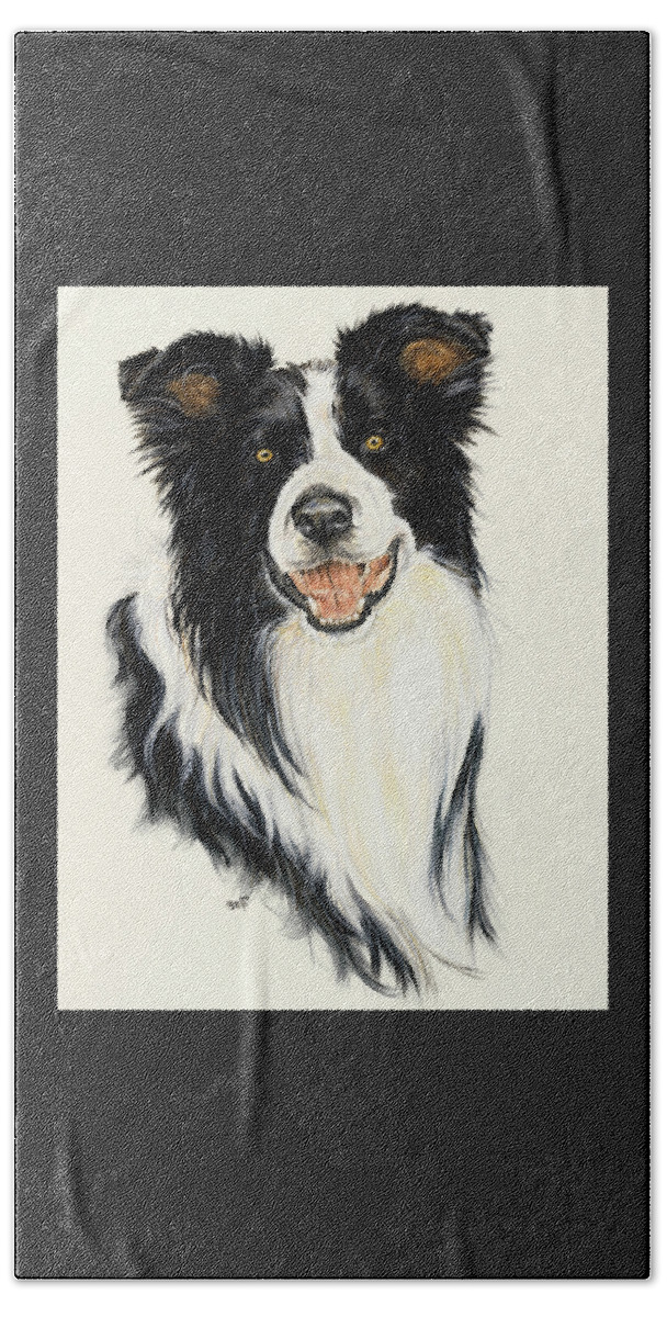 Collie Beach Towel featuring the painting Border Collie in Watercolor by Barbara Keith
