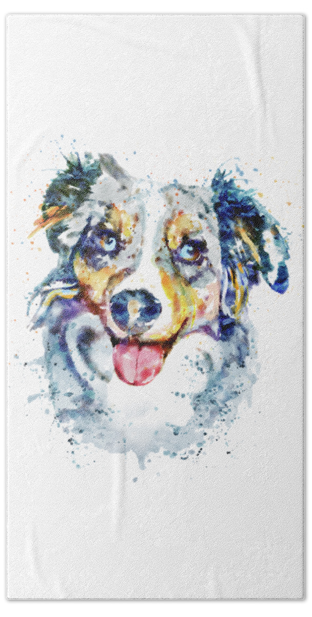 Marian Voicu Beach Towel featuring the painting Border Collie by Marian Voicu