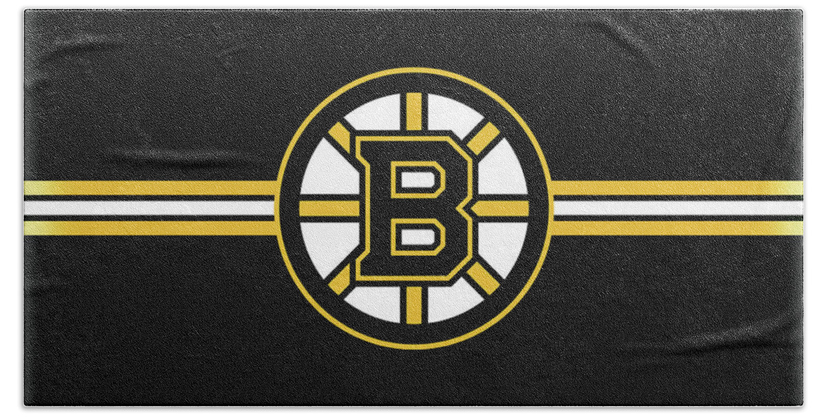 Boston Bruins Beach Towel featuring the digital art Boston Bruins by Super Lovely