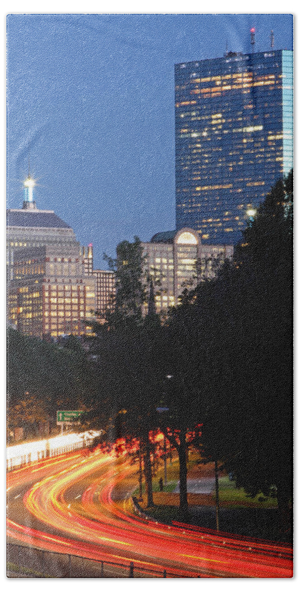 Storrow Drive Beach Towel featuring the photograph Boston Rush Hour on Storrow Drive by Juergen Roth