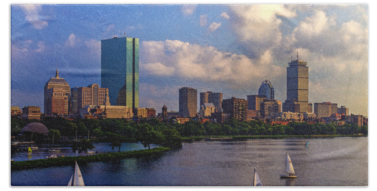 Longfellow Bridge Beach Sheet featuring the photograph Boston Skyline by Rick Berk