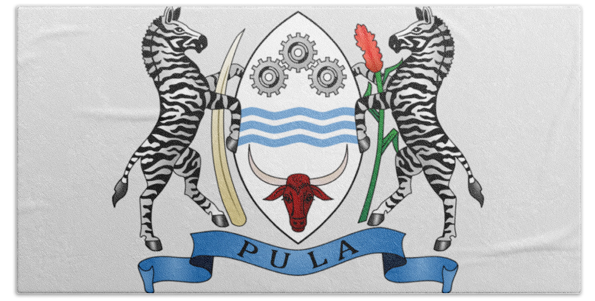 Botswana Beach Towel featuring the drawing Botswana Coat of Arms by Movie Poster Prints