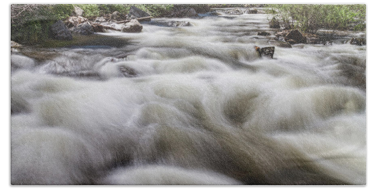 Colorado Beach Sheet featuring the photograph Boulder Creek in Slow Mo by James BO Insogna