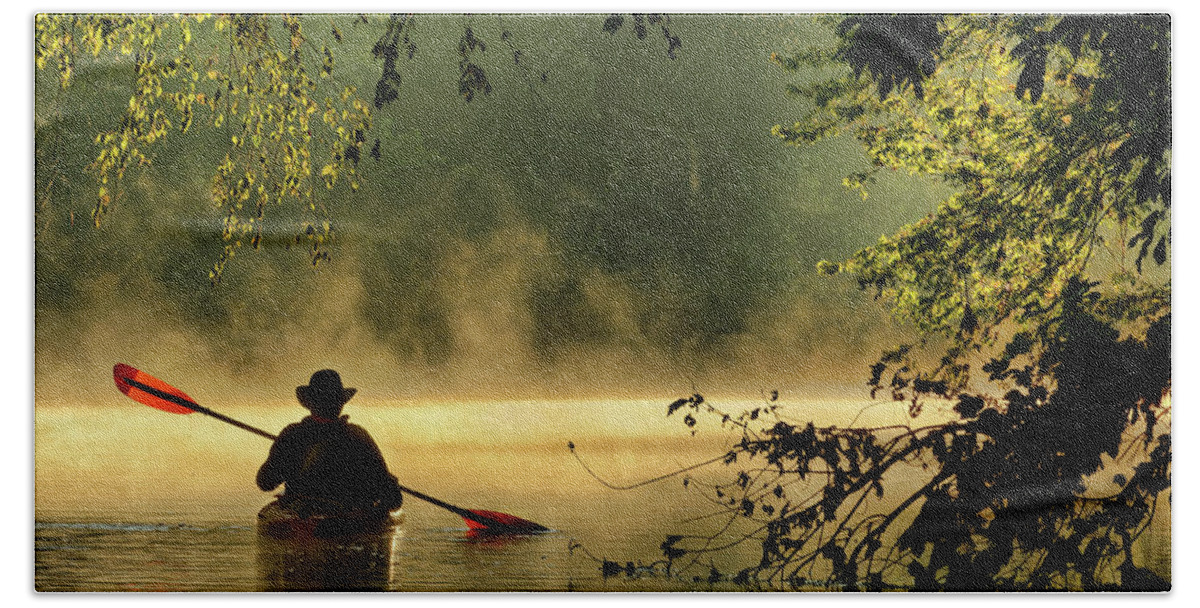 Kayak Beach Towel featuring the photograph Bourbeuse River by Robert Charity