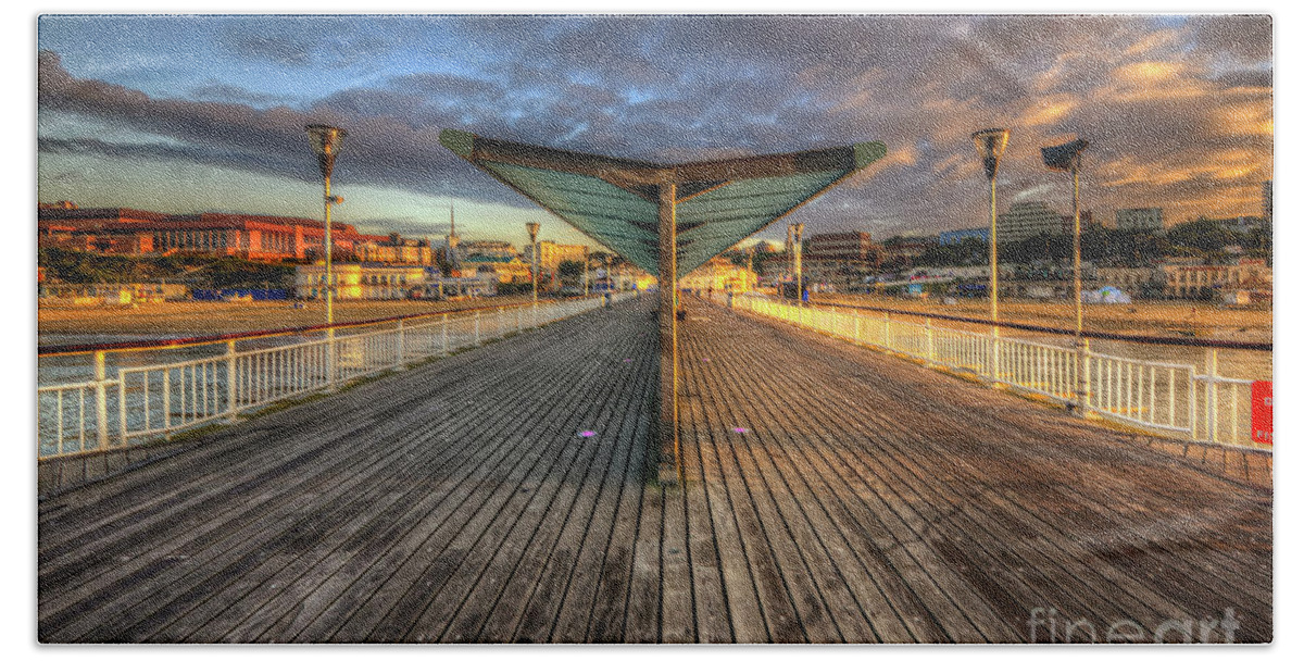 Hdr Beach Towel featuring the photograph Bournemouth Pier Sunrise 2.0 by Yhun Suarez