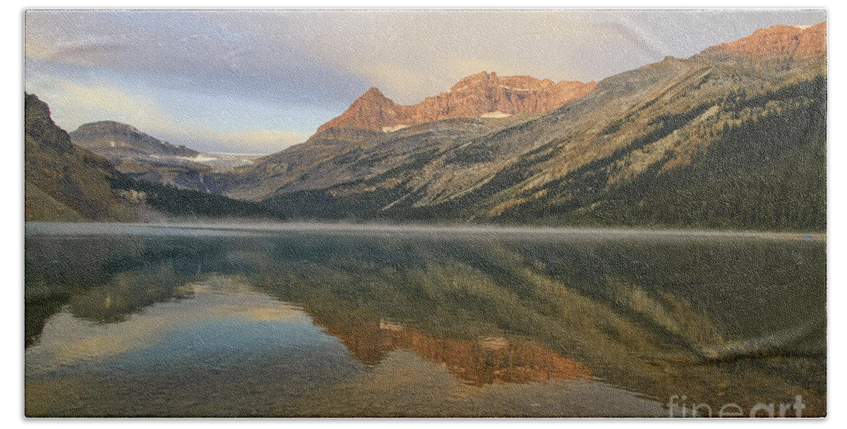 Bow Lake Beach Towel featuring the photograph Bow Lake Sunset by Teresa Zieba