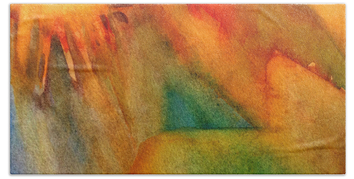 Abstract Watercolor Beach Towel featuring the painting Bowing down by Suzy Norris