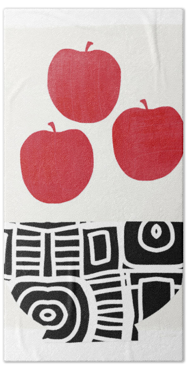 Apples Beach Towel featuring the painting Bowl of Red Apples- Art by Linda Woods by Linda Woods