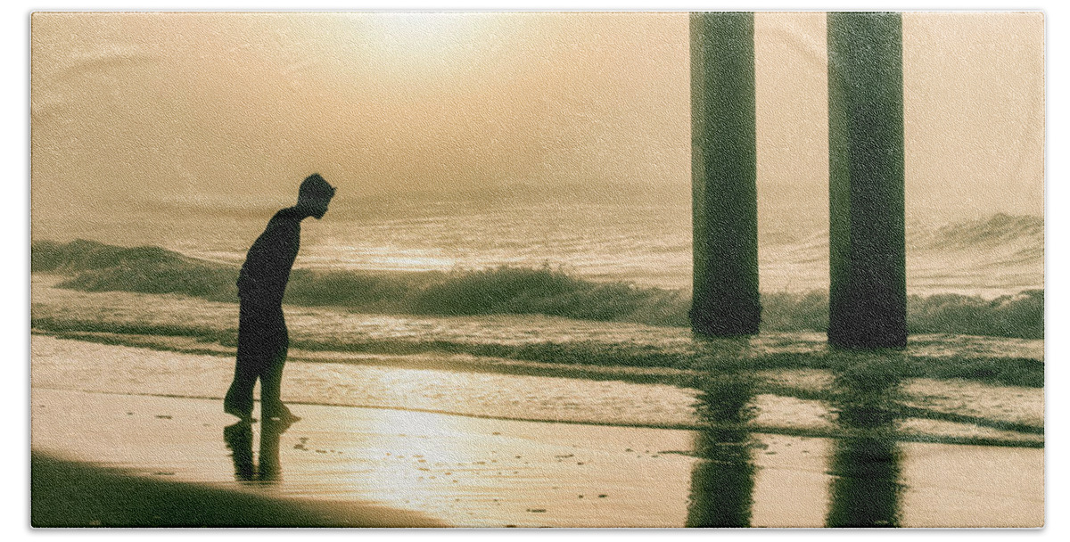 Beach Beach Sheet featuring the photograph Boy at Sunrise in Alabama by John McGraw