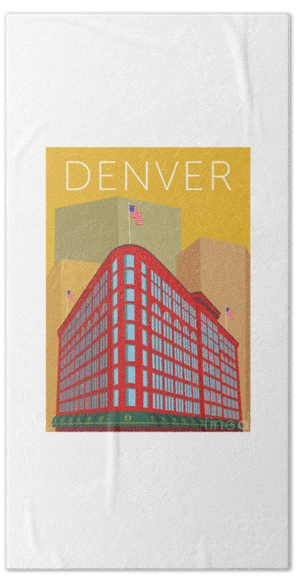 Denver Beach Towel featuring the digital art DENVER Brown Palace/Gold by Sam Brennan