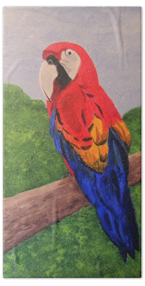 Brazil Beach Towel featuring the painting Brazilian Parrot by Nancy Sisco