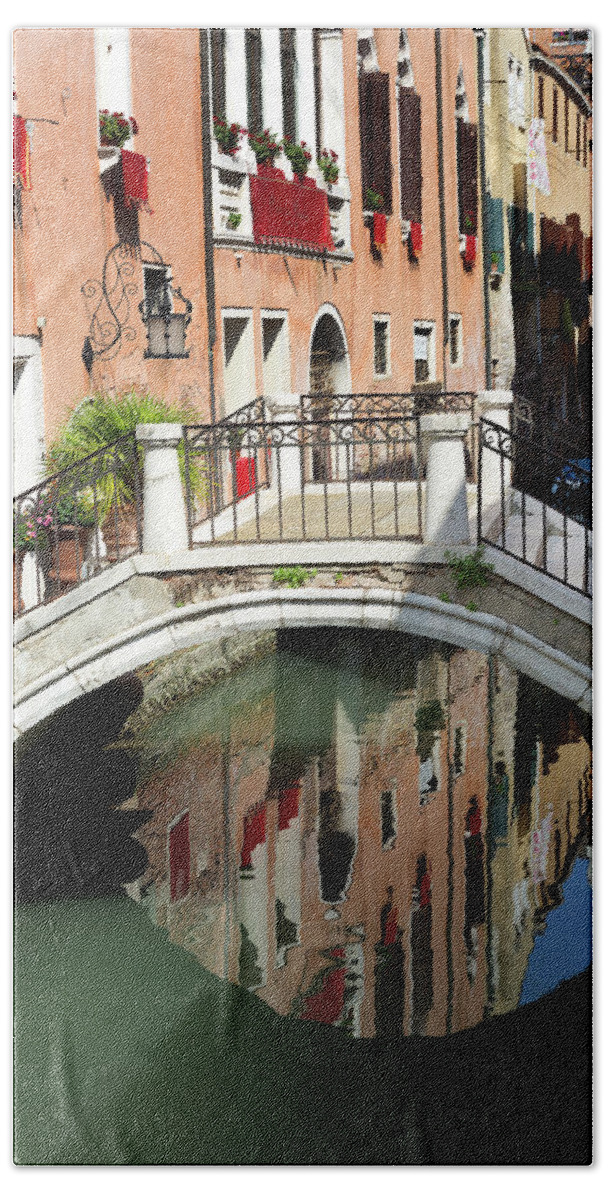 Venice Beach Towel featuring the photograph Bridge and Reflection Venice, Italy by Bruce Beck