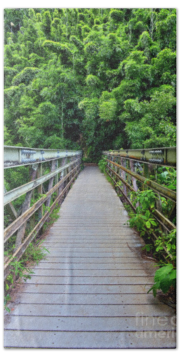 Bridge Beach Sheet featuring the photograph Bridge To Bamboo Forest by Eddie Yerkish