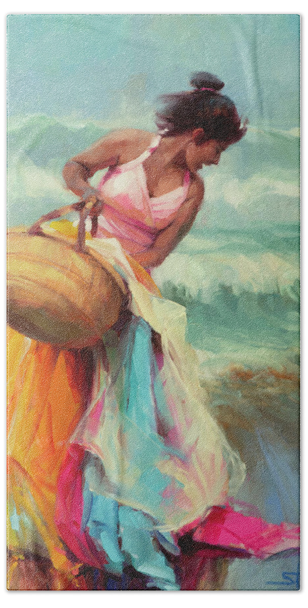 Beach Beach Towel featuring the painting Brimming Over by Steve Henderson
