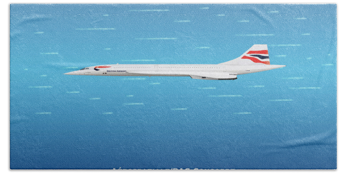 Concorde Beach Towel featuring the digital art British Airways BAC Concorde by Airpower Art
