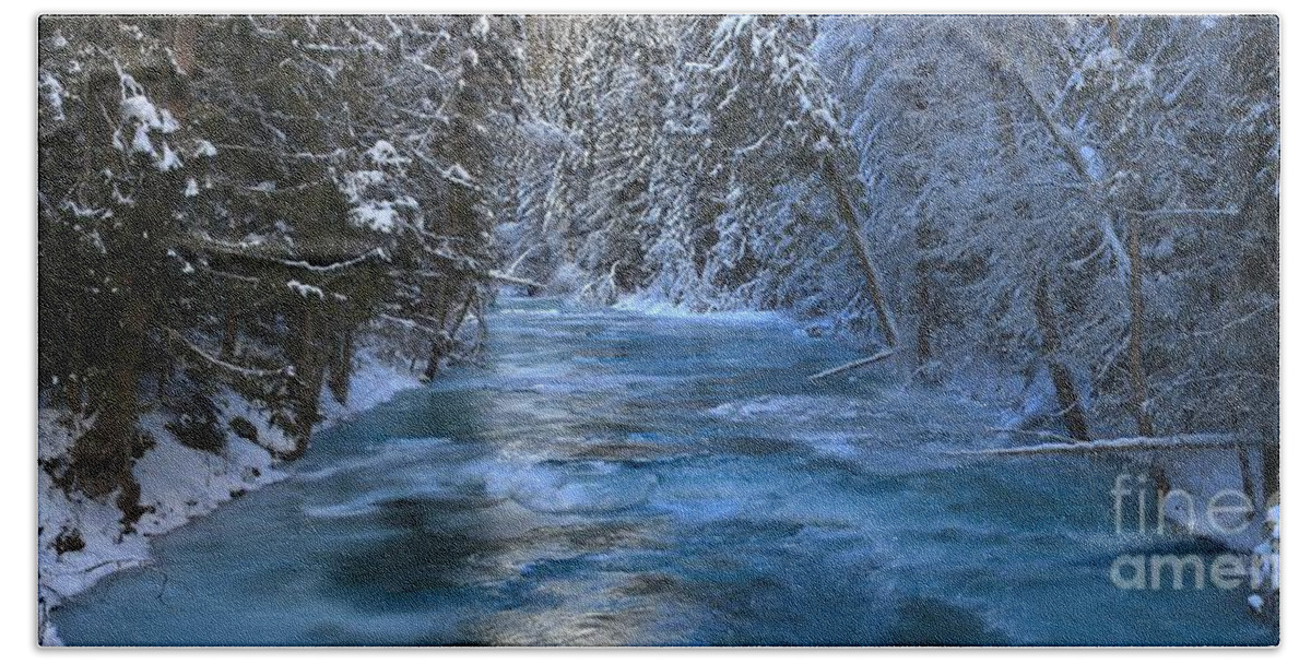 Robson River Beach Towel featuring the photograph British Columbia Icy Blues by Adam Jewell