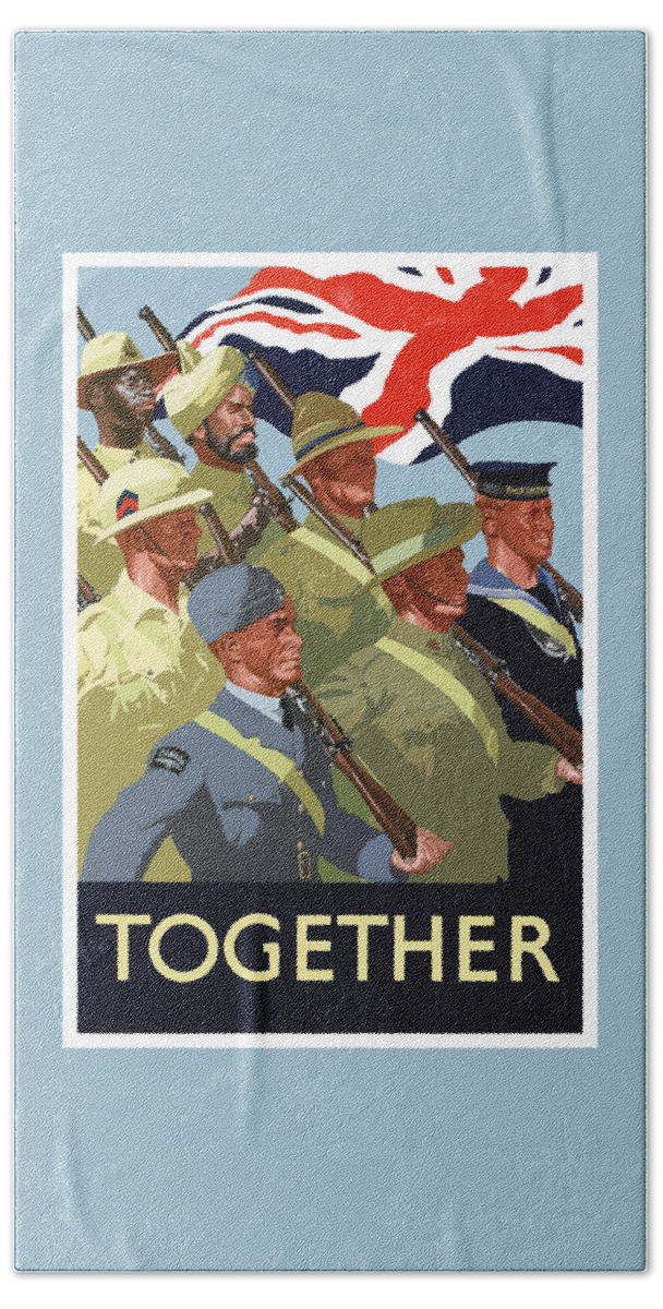 Union Flag Beach Towel featuring the painting British Empire Soldiers Together by War Is Hell Store