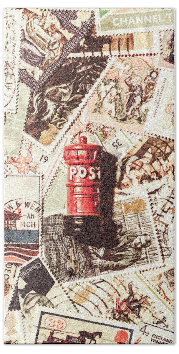 England Beach Sheet featuring the photograph British post box by Jorgo Photography