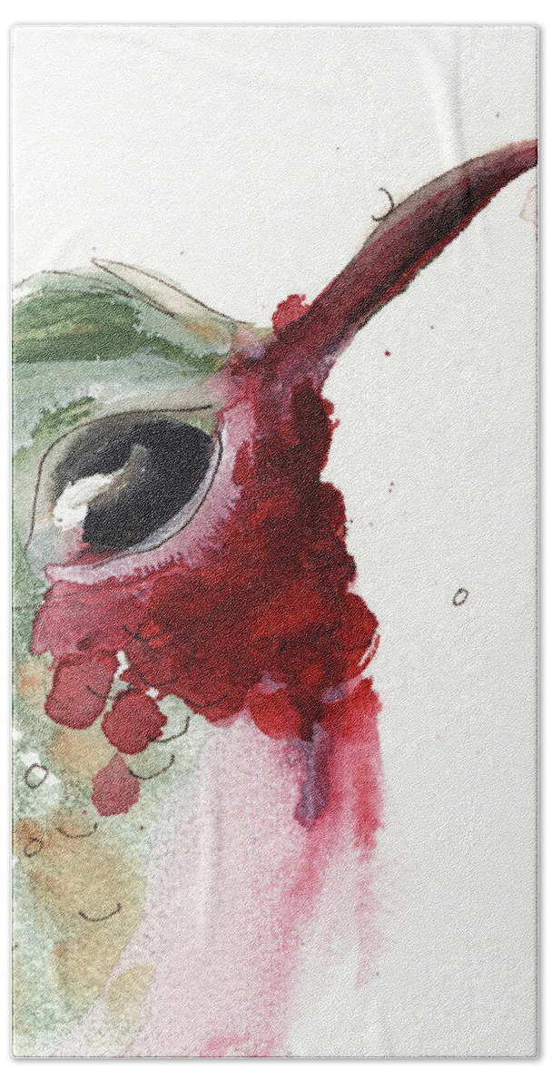 Broadtail Hummingbird Beach Sheet featuring the painting Broadtail Hummingbird by Dawn Derman