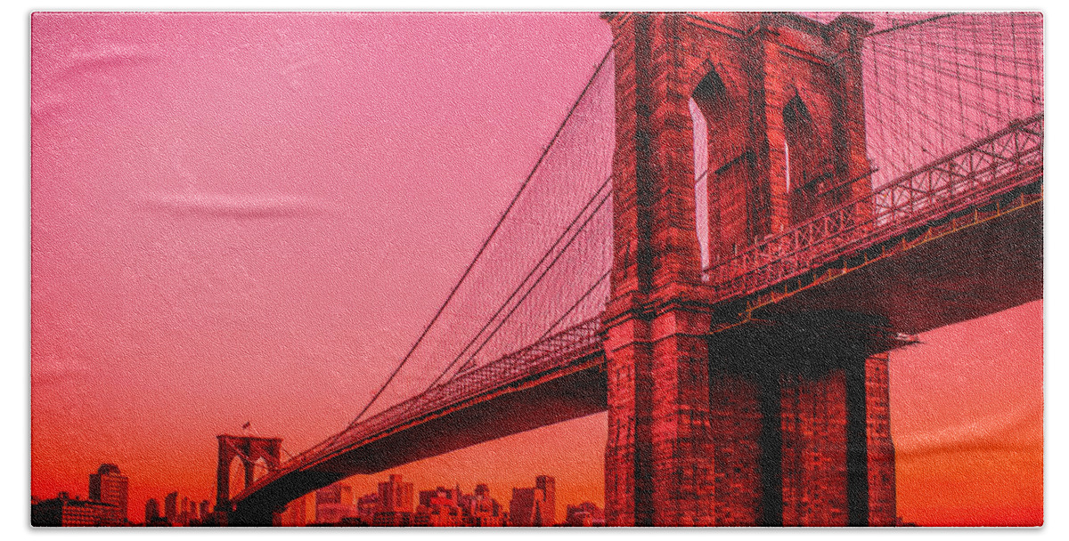 Brooklyn Beach Towel featuring the photograph Brooklyn Blood Red by Peter J DeJesus