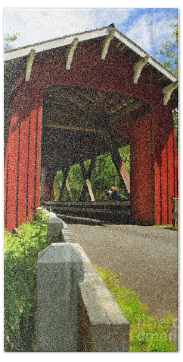 Covered Bridge Beach Towel featuring the photograph Brookwood Covered Bridge by James Eddy