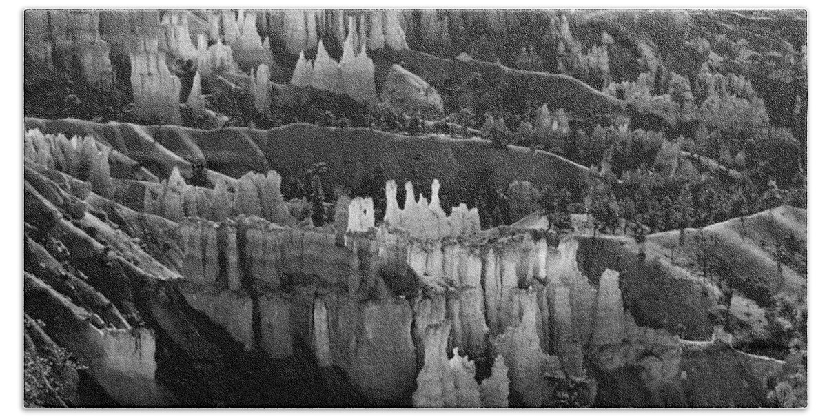Bryce Canyon Beach Towel featuring the photograph Bryce Canyon in Black and White by James BO Insogna