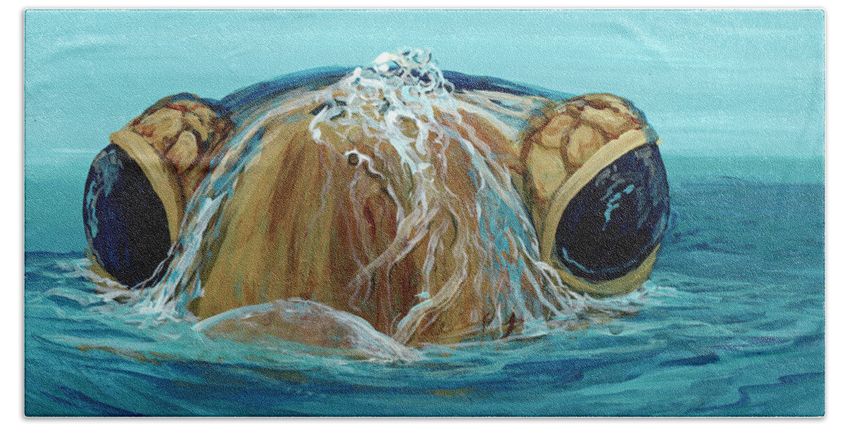 Honu Beach Towel featuring the painting Bubbles by Darice Machel McGuire
