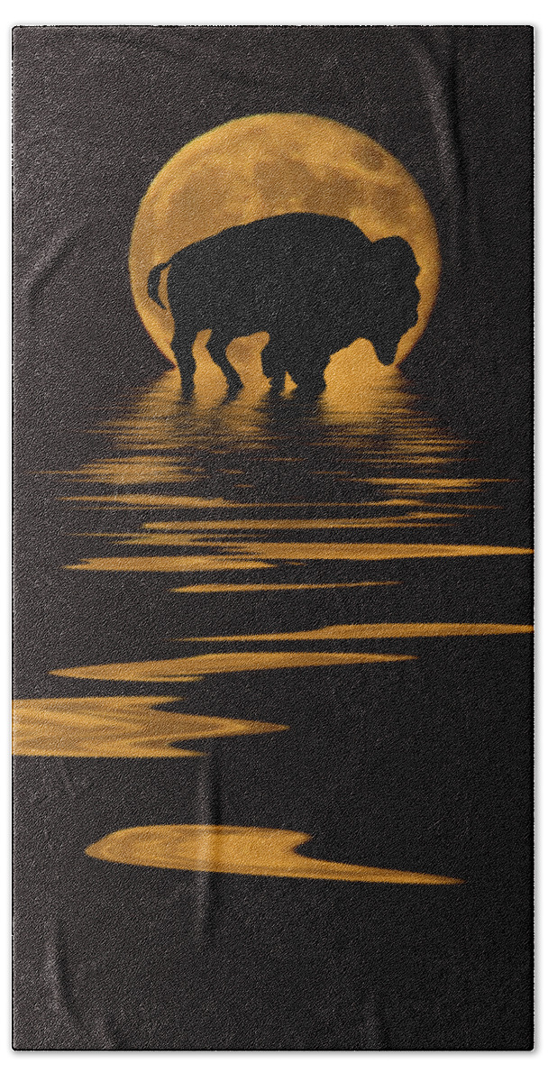 Buffalo Beach Towel featuring the photograph Buffalo In The Moonlight by Shane Bechler