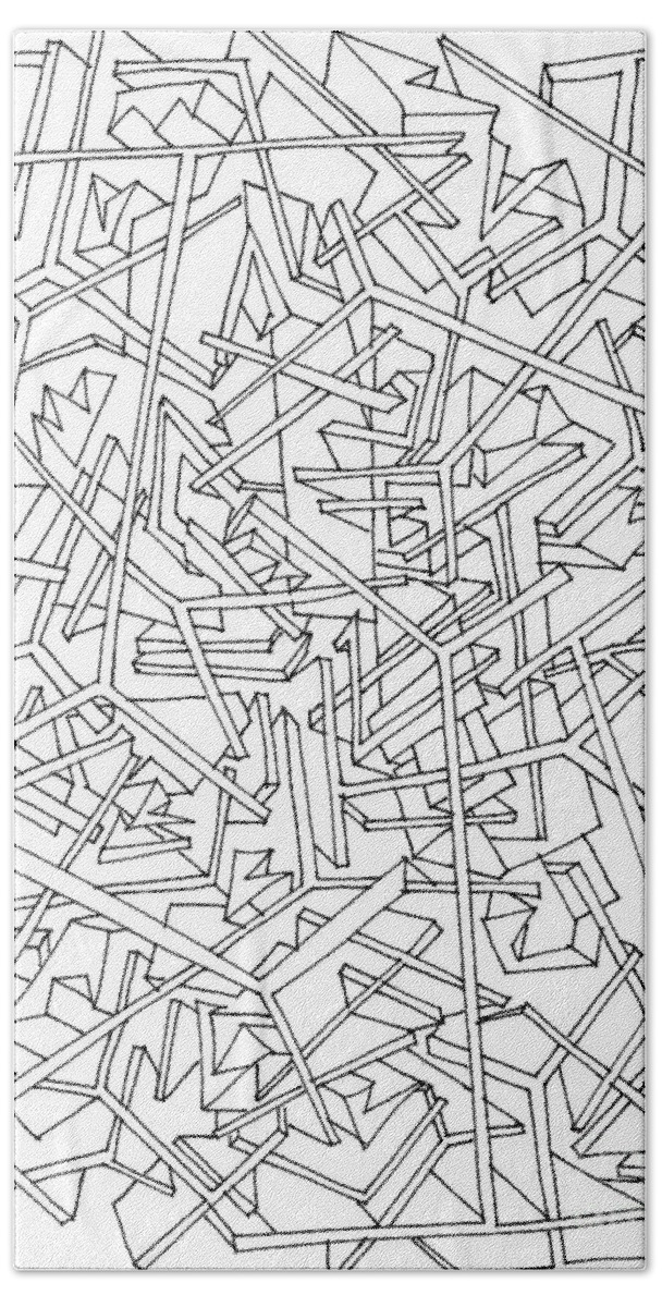 Abstract Pen And Ink Drawing Beach Towel featuring the drawing Building Blocks by Nancy Kane Chapman