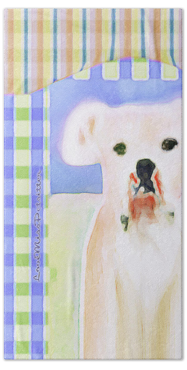 Posters Beach Sheet featuring the digital art Bulldog Rana Art 40 by Miss Pet Sitter