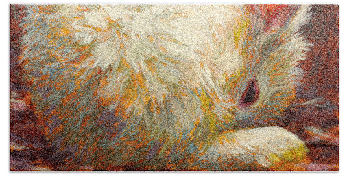 Rabbit Beach Towel featuring the pastel Bun by Rita Kirkman