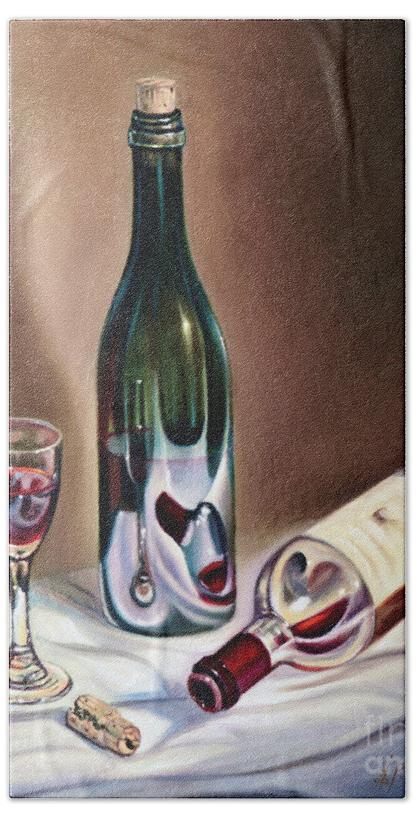 Wine Beach Towel featuring the painting Burgundy Still by Ricardo Chavez-Mendez