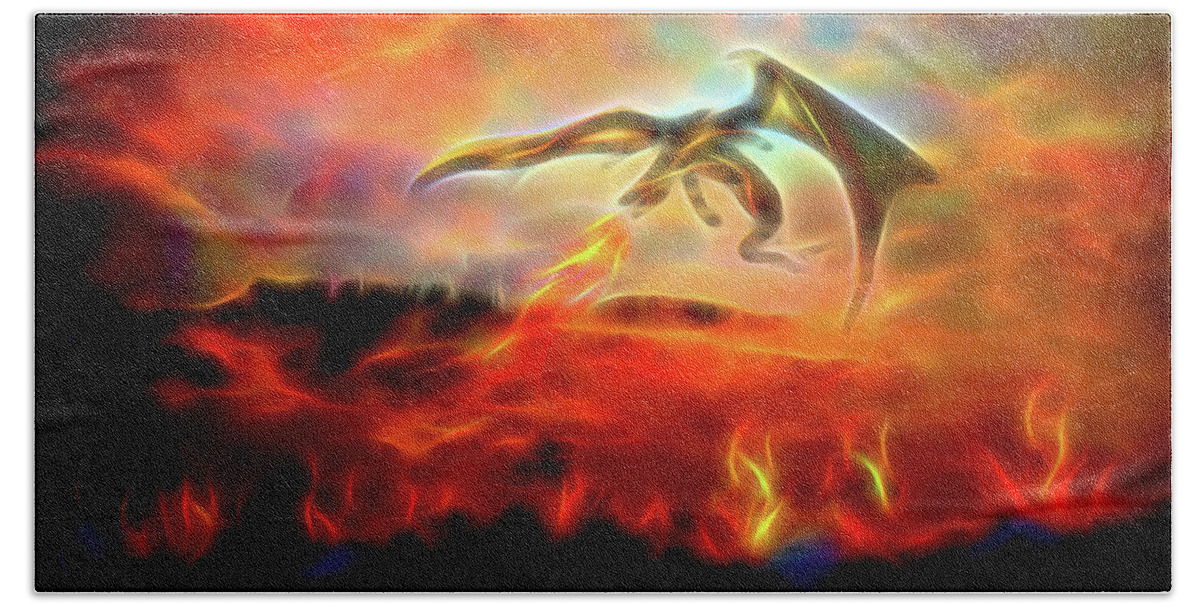 Game Of Thrones Dragons Beach Towel featuring the digital art Burn them all by Lilia S