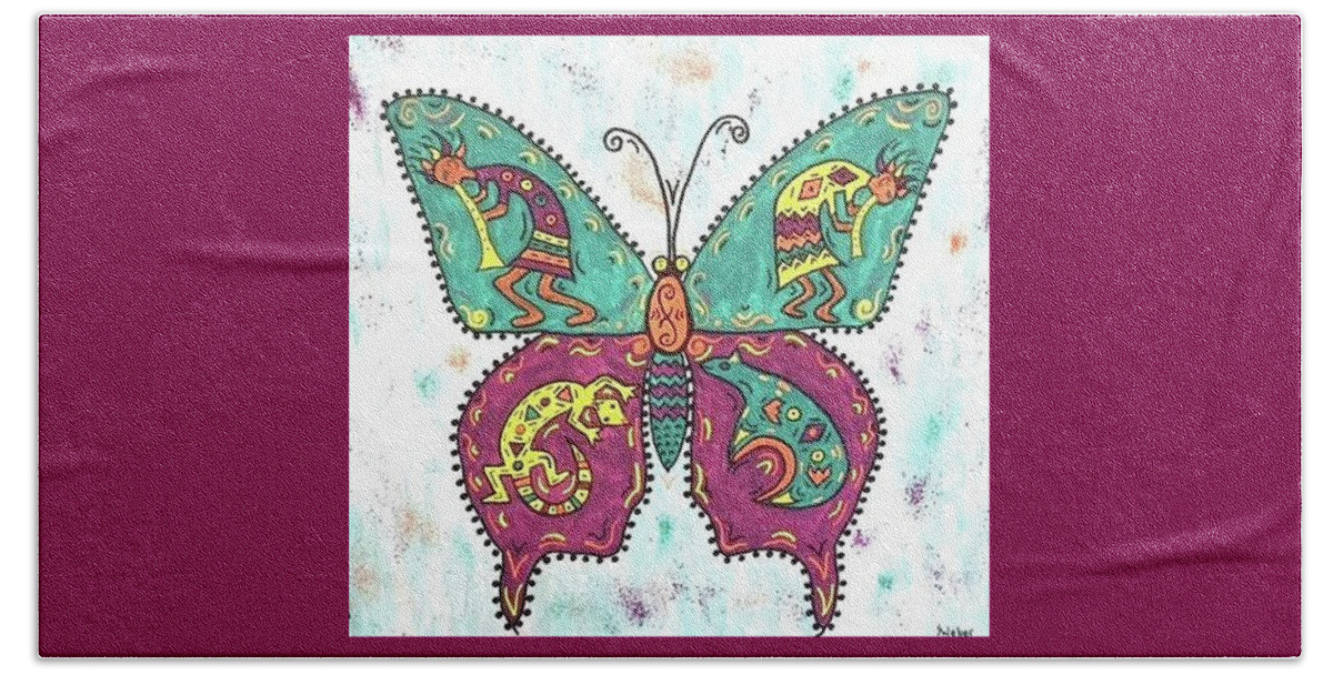 Butterfly Beach Sheet featuring the painting Butterflies Are Free by Susie WEBER