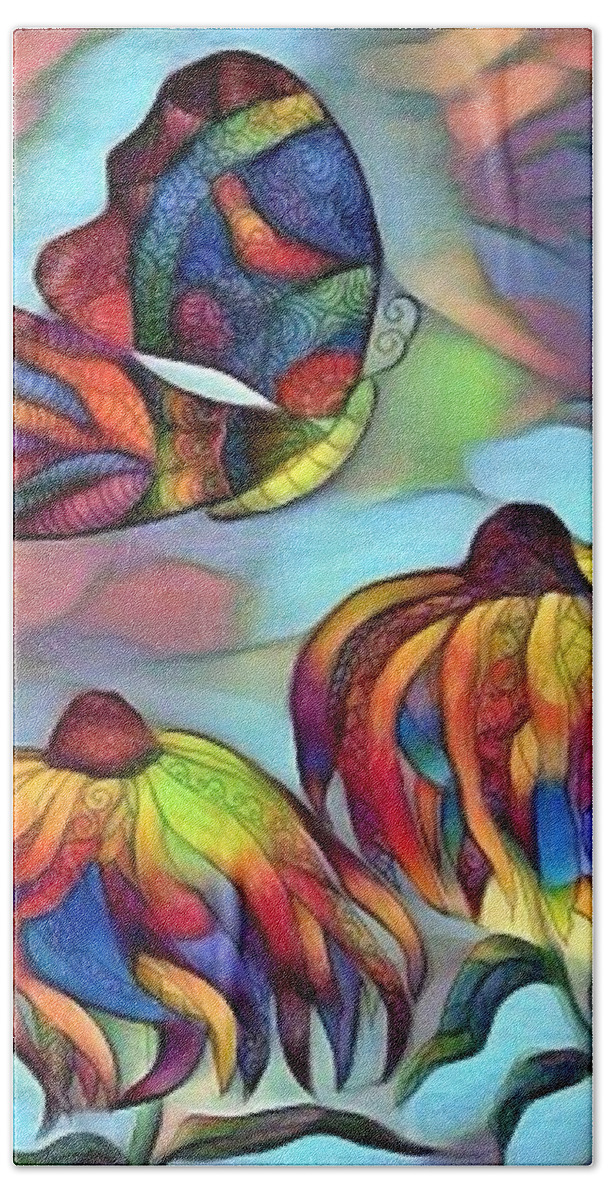 Butterflies Beach Sheet featuring the digital art Butterflies for children 1 by Megan Walsh